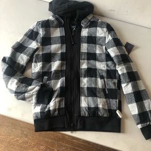 HOODED PLAID JACKET